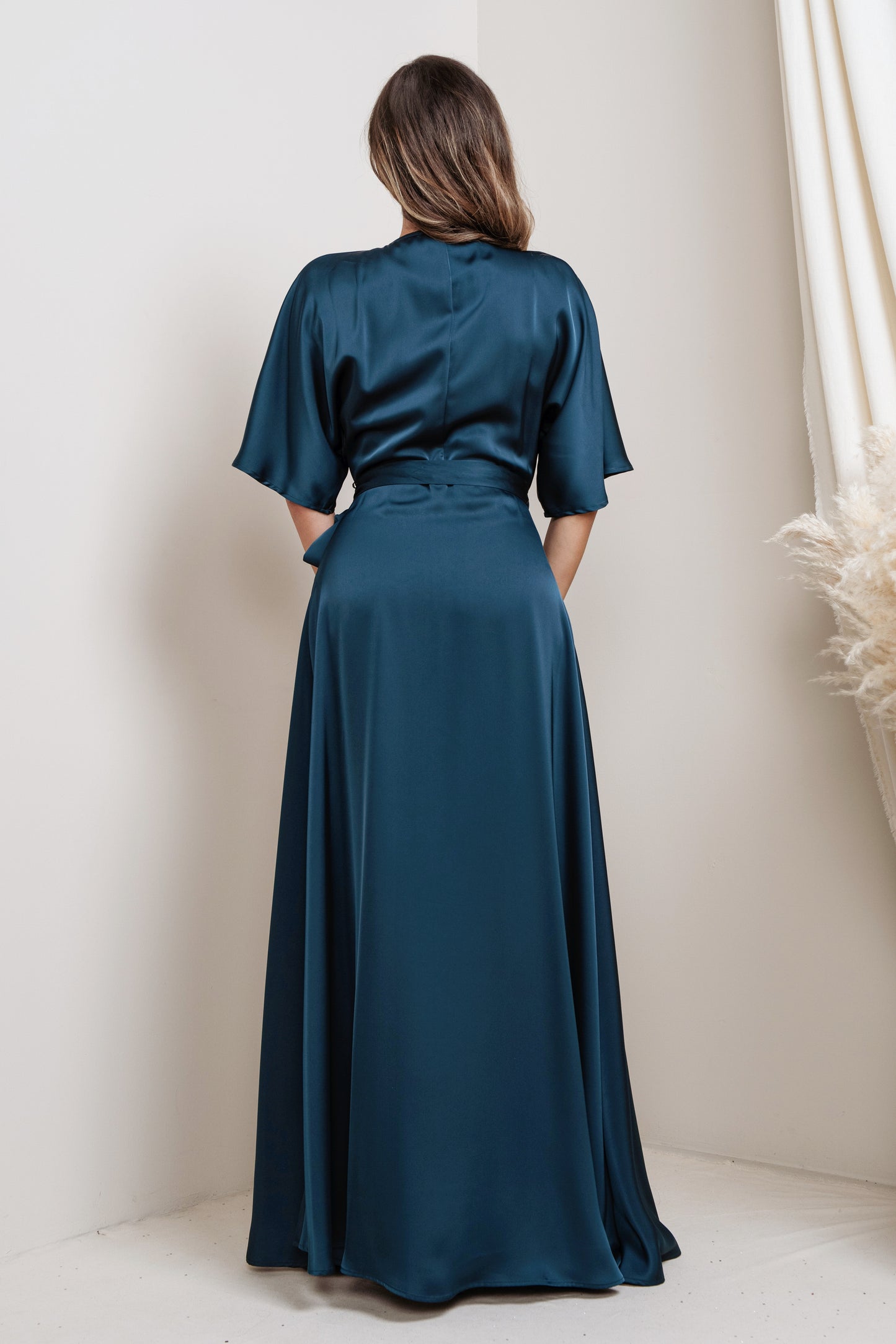 Kimono Sleeve Satin Maxi