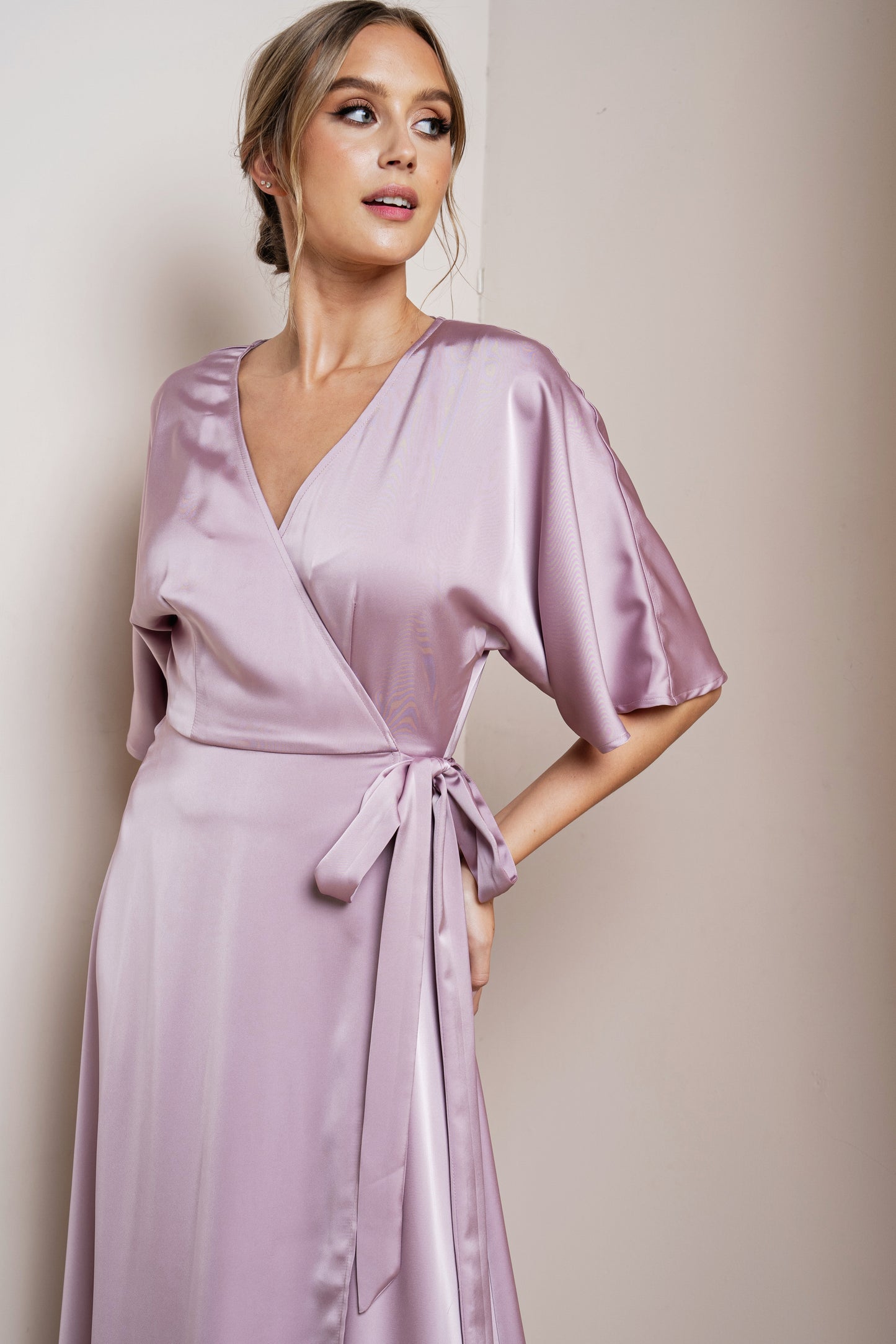 Kimono Sleeve Satin Maxi