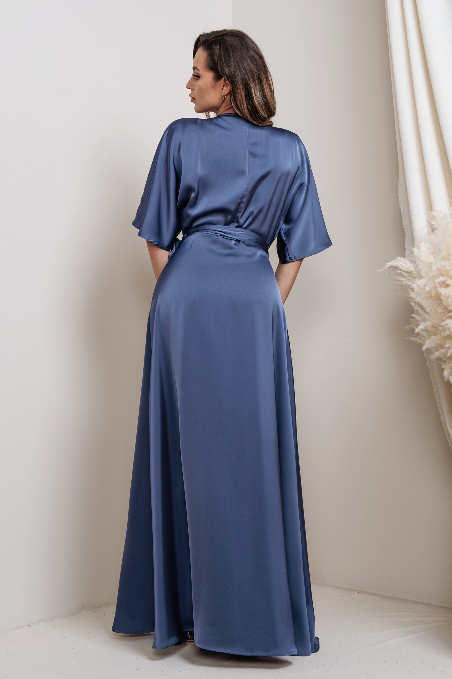 Kimono Sleeve Satin Maxi