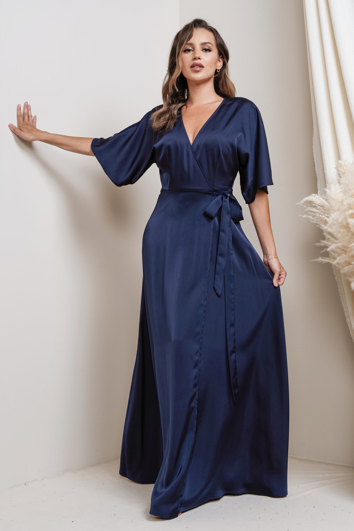 Kimono Sleeve Satin Maxi