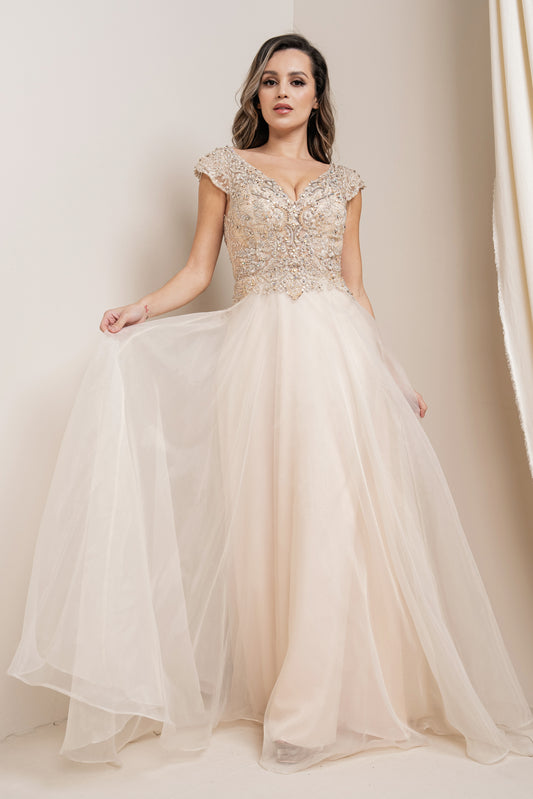 Embellished Jewel Organza Gown