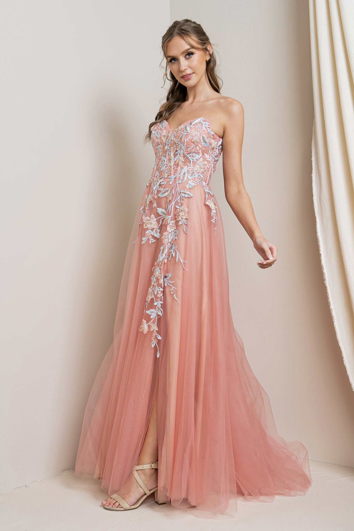 Multi Embroidered Bustier Ball Gown