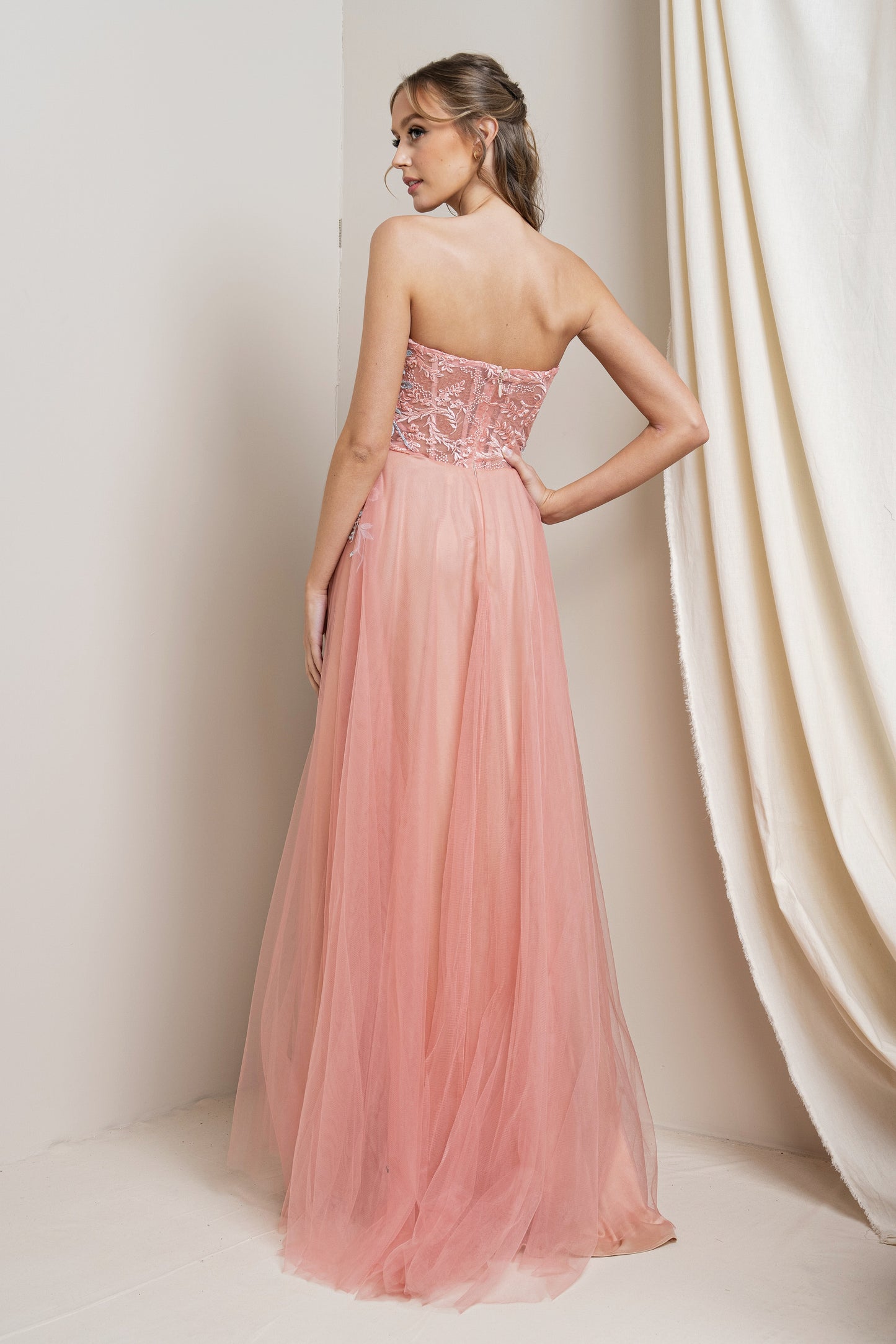 Multi Embroidered Bustier Ball Gown