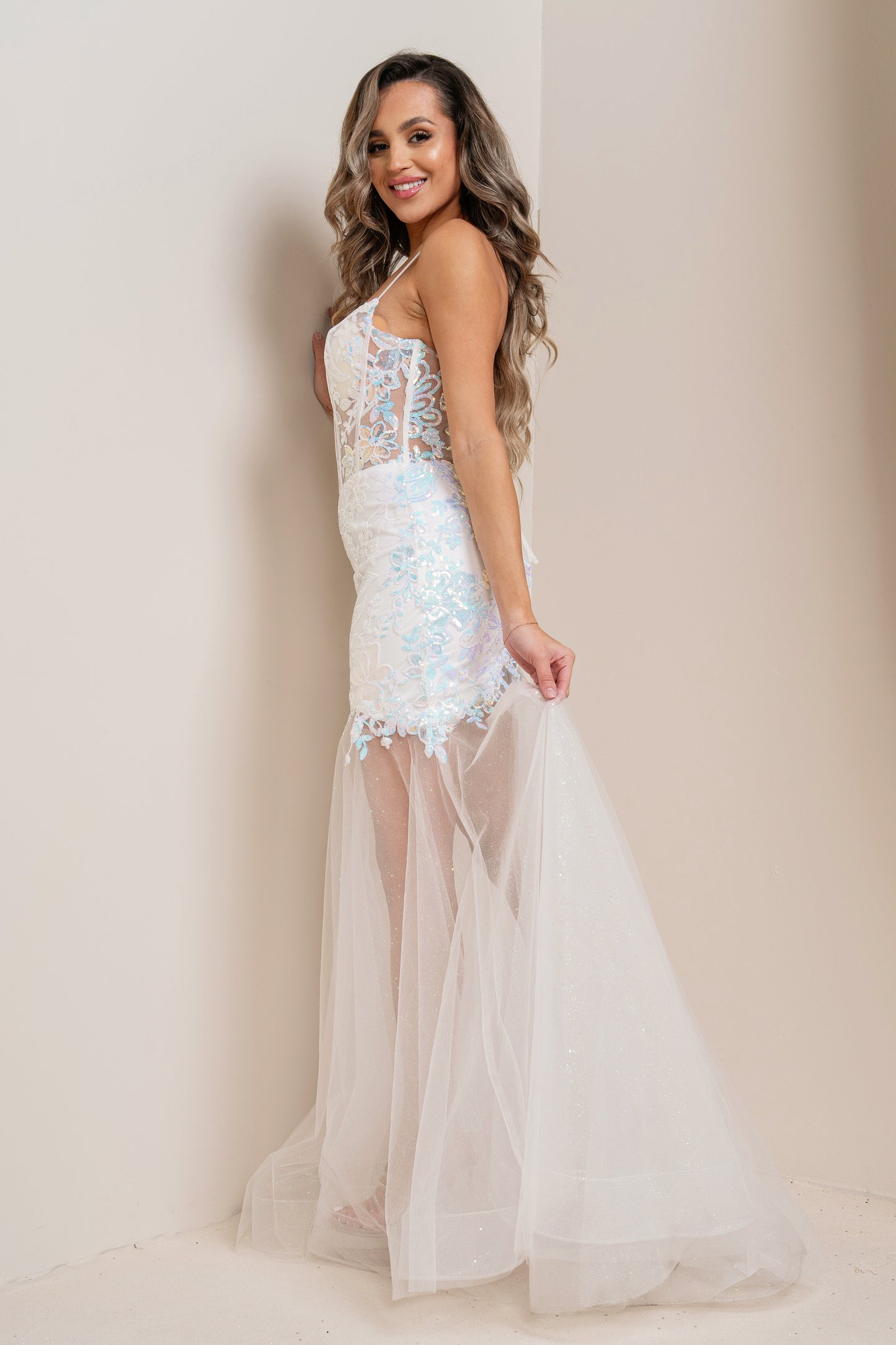 2-Toned Sequins Embroidered Mermaid Dress